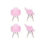 Kit 4 Cadeiras Eiffel Melbourne Rosa com Pés Palito em Madeira - Mp Decor