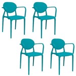 Kit 4 Cadeiras Slick com BRAÇO Azul