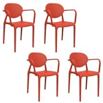 Kit 4 Cadeiras Slick com BRAÇO Vermelho