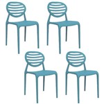 Kit 4 Cadeiras Stripe Azul