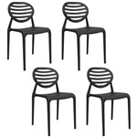 Kit 4 Cadeiras Stripe Preto