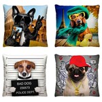 Kit 4 Capas de Almofadas para Sofá Decorativas Pet Cachorros