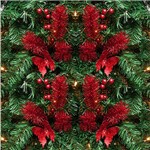 Kit 4 Galhos Decorativos com Borboleta e Frutinhas Vermelhas - Orb Christmas