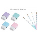 Kit 4 Lápis Marshmallow + 4 Borrachas Pastel Faber Castell