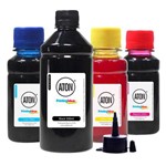 Kit 4 Tintas para Epson L120 Bulk Ink Black 500ml Coloridas 100ml Aton Corante