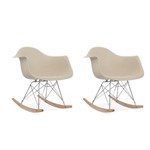 Kit 2x Cadeira Balanço Design Eames Eiffel Dar Ray Salas Florida Fendi Braços Polipropileno Fratini