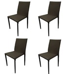 Kit 4x Cadeira Design Quadrada Marrom Fendi Estofado Tecido Couro Moderna Cozinhas Salas Zurique Fratini