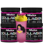 Kit 4x Colágeno Collagen Ella Diet 800g Cranberry + Shaker Atlhetica Nutrition