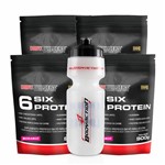 Kit 4x Proteína Whey Protein Six Protein Refil Morango + Squeeze 3,6kg Bodybuilders