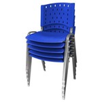 Kit 5 Cadeira de Plástico Empilhável AZUL Iso Polipropileno Base Prata - ULTRA Móveis
