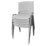 Kit 5 Cadeira de Plástico Empilhável BRANCA Iso Polipropileno Base Prata - ULTRA Móveis