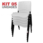 KIT 5 Cadeira Empilhável Ergonômica Ergoplax Assento Encosto Plástico Branco