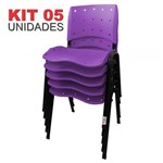 KIT 5 Cadeira Empilhável Ergonômica Ergoplax Assento Encosto Plástico Lilás