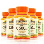 Kit 5 Vitamina C 500mg Sundown Naturals 180 Tablets