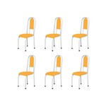 Kit 6 Cadeiras Anatômicas 0.122 Estofada Branco/laranja - Marcheli