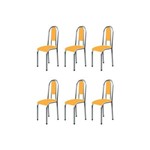 Kit 6 Cadeiras Anatômicas 0.122 Estofada Cromado/laranja - Marcheli