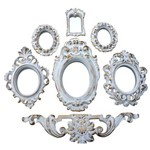 Kit 6 Espelhos Decorativos Arabesco e Coroa Pop Decorei Molduras Rococó de Resina Ouro Provençal