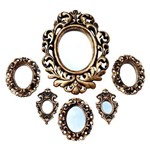 Kit 6 Espelhos Espelhos de Parede Decorativos Vintage Ouro Envelhecido - Pop Decorei