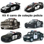 Kit 6 Miniatura Carro de Coleção Policial Kinsmart Escala 1/40 Viatura Policia