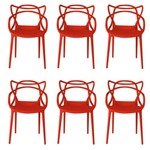 Kit 6x Cadeira Design Alegra Master Philippe Starck Vermelha Polipropileno Cozinhas Aviv Fratini