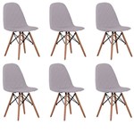 Kit 6x Cadeira Design Eames Eiffel Dar Ray Pes Madeira Salas Gelo Assento Couro Nice Fratini