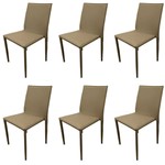 Kit 6x Cadeira Design Quadrada Fendi Fendi Estofado Tecido Couro Moderna Cozinhas Salas Zurique Fratini