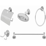 Kit Acessórios 5 Peças para Banheiro Cromado / Inox Modelo Stander