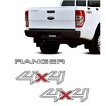 Kit Adesivos 4x4 Ranger Xl 2013 a 2016 Prata + Emblema Tras.