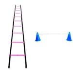 Kit Agilidade Treinamento Funcional Cones com Barreira + Escada Kit Agilidade Treinamento Funcional 2 Cones com Barreira + Escada Plastico Rosa