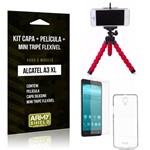 Kit Alcatel A3 XL Capa Silicone + Película de Vidro + Mini Tripé Flexível - Armyshield