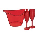 Kit Apaixonado - Champagneira e Duas Taças - Vermelha