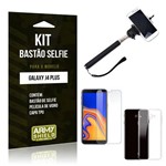 Kit Bastão Selfie Galaxy J4 Plus Bastão + Película + Capa - Armyshield