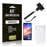 Kit Bastão Selfie Xiaomi Mi Max 3 Bastão + Película de Vidro + Capa - Armyshield