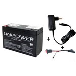 Kit Bateria Unipower 6v 12ah + Carregador + Chicote