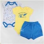 Kit Body e Shorts Dog Melhores Amigos - Amarelo com Azul - Have Fun-P