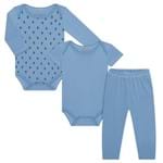 Kit: Body Longo + Body Curto + Calça para Bebê em Algodão Navy - Orango Kids