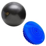 Kit Bola Fit Ball Training 65cm Pretorian + Meia Bola de Equilíbrio 16cm Liveup Ls3572
