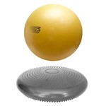 Kit Bola Fit Ball Training 75cm com Bomba de Ar Pretorian + Disco de Equilíbrio + Bomba de Ar