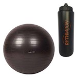 Kit Bola para Pilates Gym Ball Anti Estouro - Proaction 75cm + Squeeze Automático 1lt