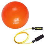 Kit Bola para Yoga Pilates 25 Cm Overball Liveup Ls3225 + Corda de Pular em Aço Amarela Pretorian