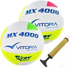 Kit 2 Bolas Volei Oficial Vitoria Mx4000 + Bomba