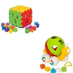 Kit 2 Brinquedo Didático Educativo Caracol e Cubo para Crianças +1 Ano - Mercotoys