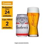 Kit Budweiser 12 Latas 350ml + 2 Copos 400ml