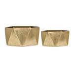 Kit 2 Cachepots de Metal Dourado Triângulos 9004 Mart
