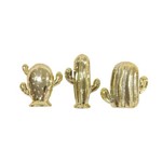 Kit Cactos Dourado em Cerâmica Cachepô 3Pçs - 7891