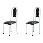 Kit 2 Cadeiras Anatômicas 0.122 Estofada Branco/preto Floral - Marcheli