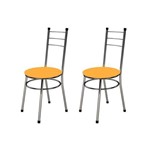 Kit 2 Cadeiras Baixas 0.236 Redonda Cromado/laranja - Marcheli