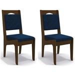 Kit 2 Cadeiras Cad105 para Sala de Jantar Walnut/marinho - Kappesberg