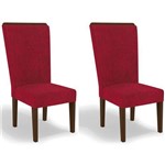 Kit 2 Cadeiras Cad112 para Sala de Jantar Walnut/vermelho - Kappesberg