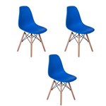 Kit 3 Cadeiras Charles Eames Eiffel Azul Bic